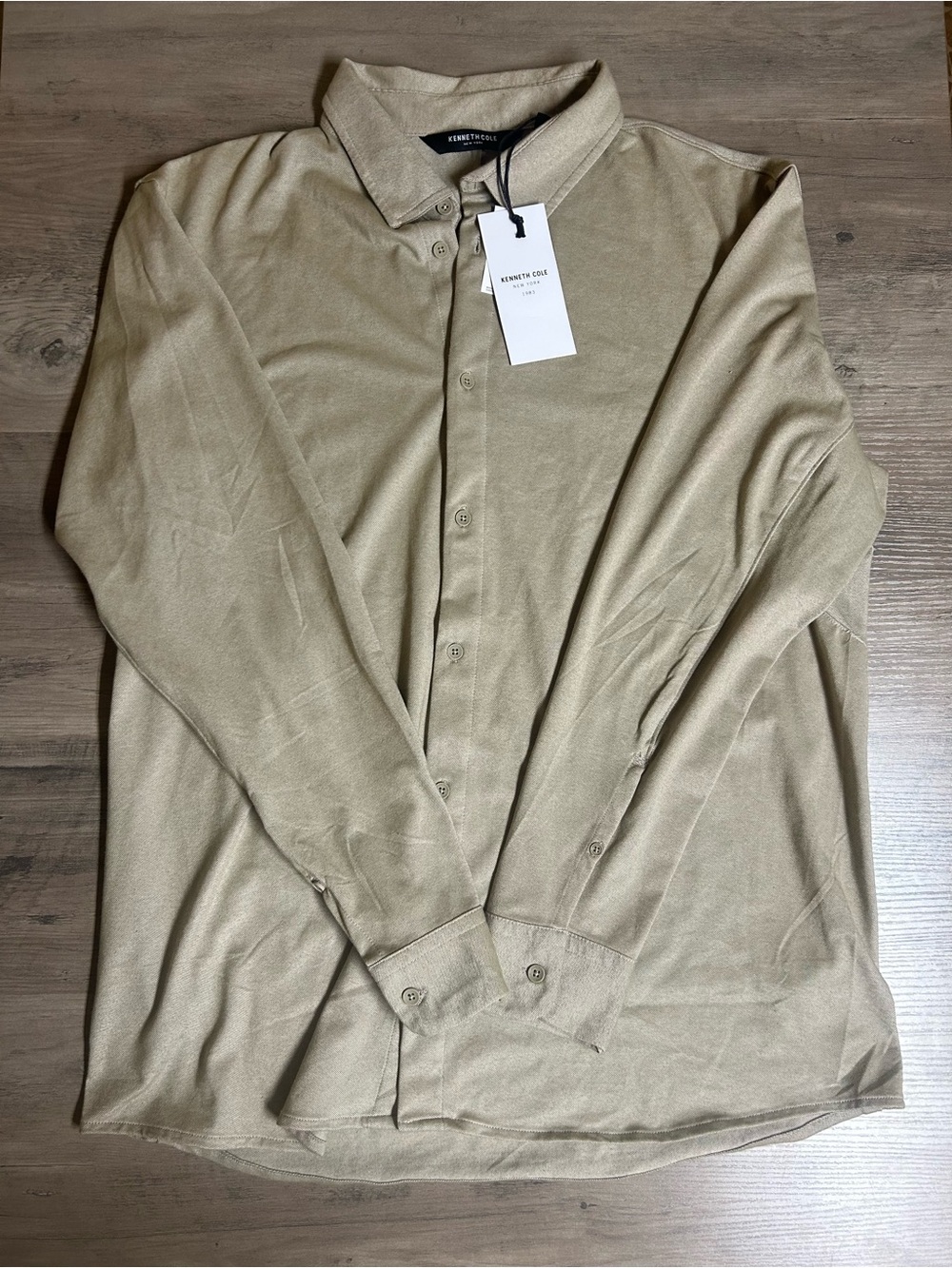 Kenneth Cole Men's Long-Sleeve Button-Down Shirt in Tan